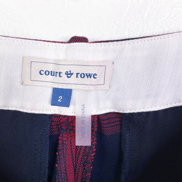 Court & Rowe Velvet Stripe Shadow Plaid Crop Straight Pants Red Black size 2 NWT - Picture 7 of 12